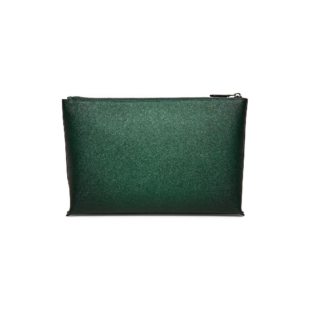 Santoni Pouch in saffiano verde Vendita
