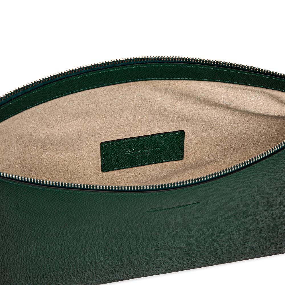 Santoni Pouch in saffiano verde Vendita