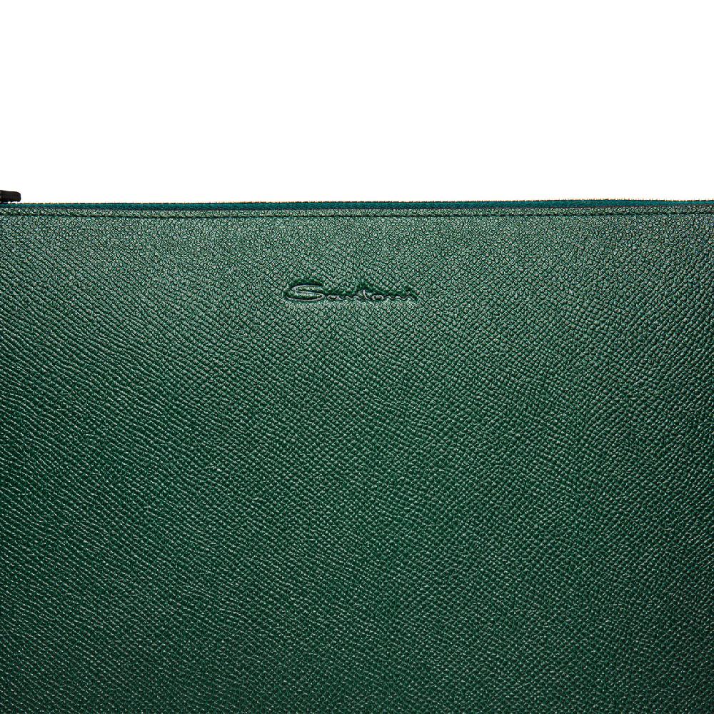 Santoni Pouch in saffiano verde Vendita