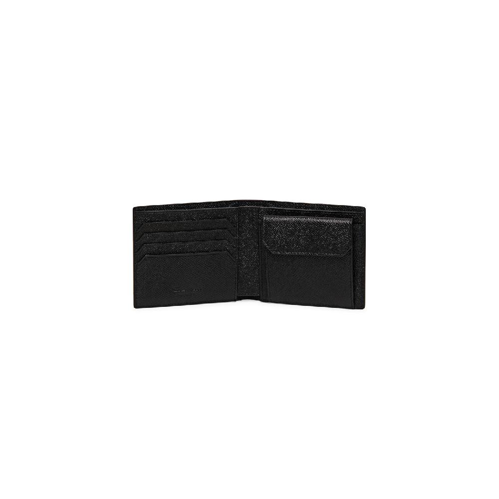 Santoni Portafoglio con porta monete in saffiano nero Promozione