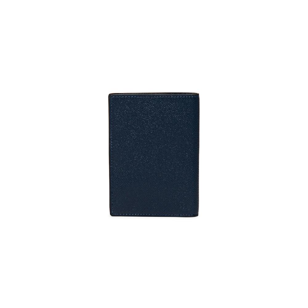 Santoni Custodia per passaporto in saffiano blu Pezzi Unici