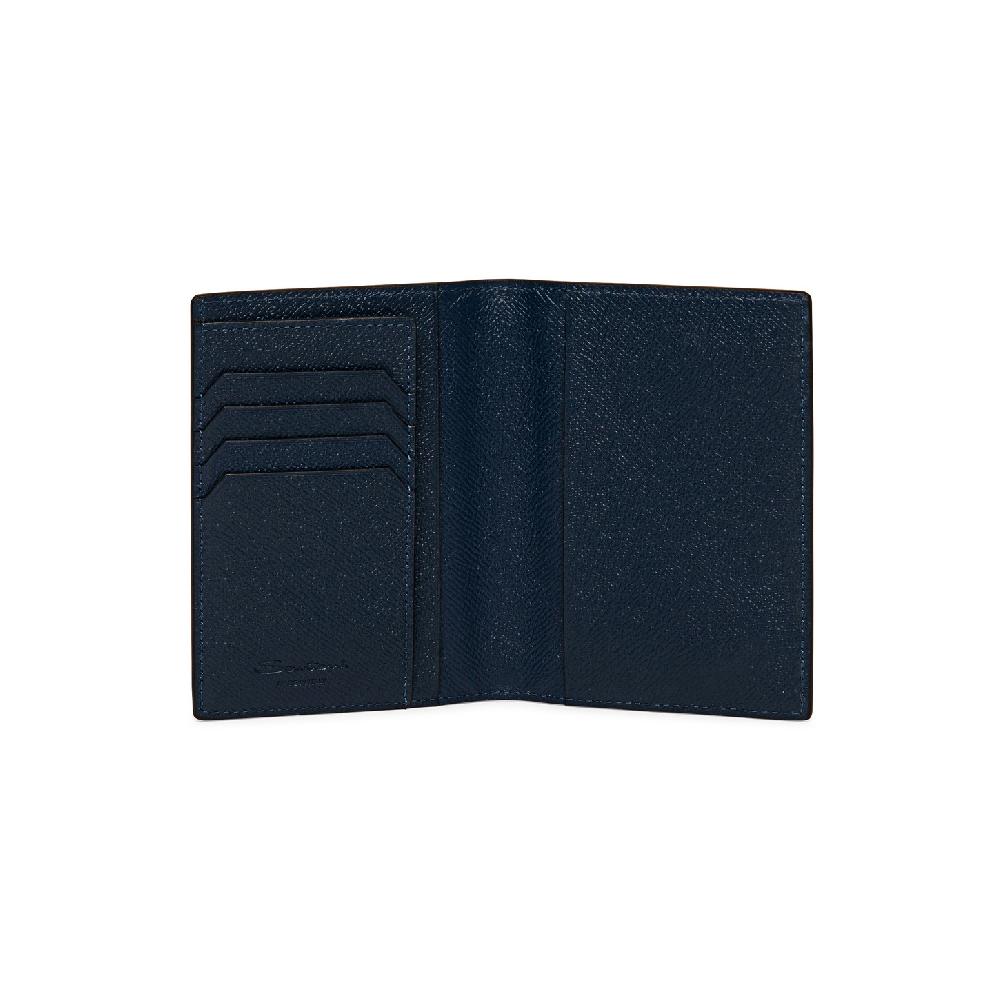 Santoni Custodia per passaporto in saffiano blu Pezzi Unici