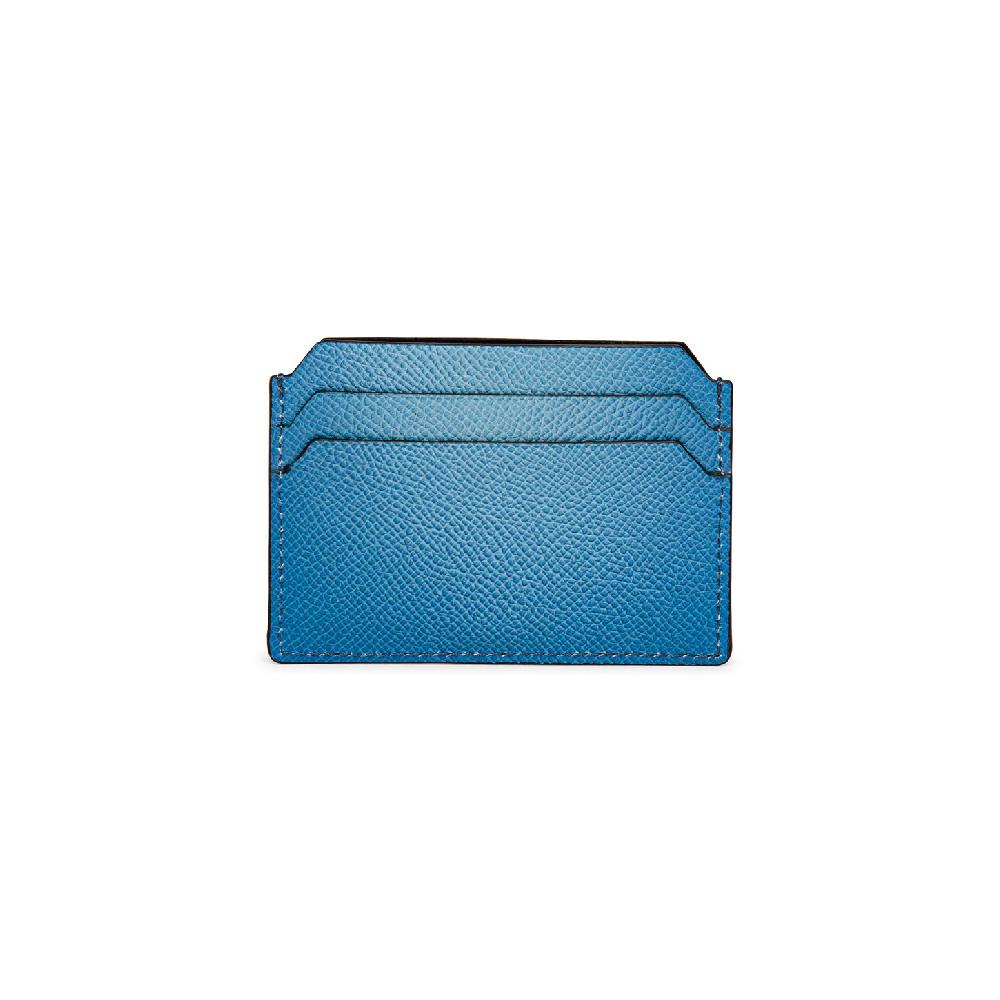 Santoni Porta carte di credito in saffiano azzurro Qualità Garantita