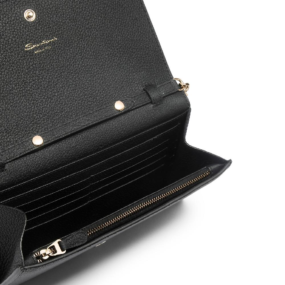 Santoni Borsa a tracolla in pelle nera Consegna Veloce