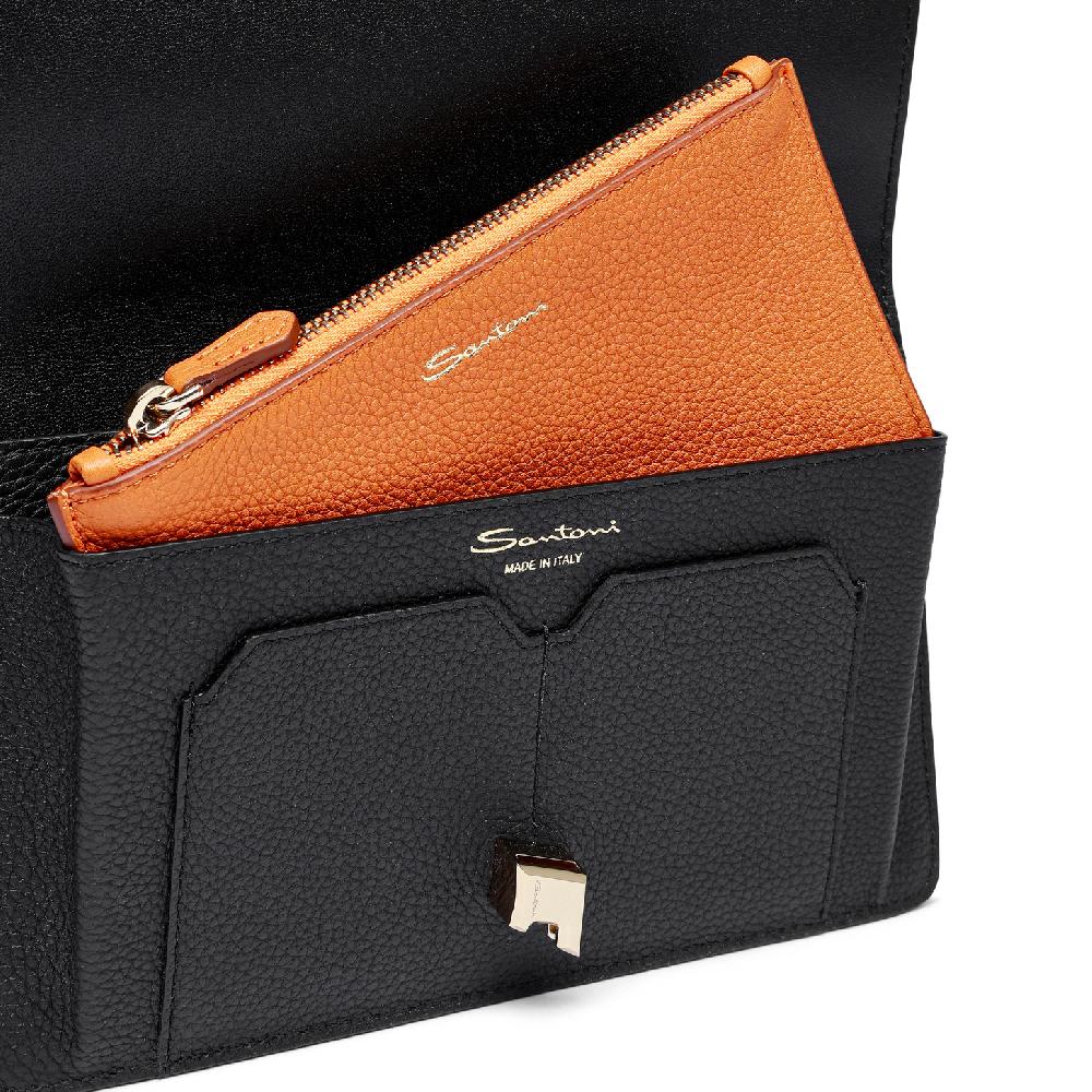 Santoni Porta documenti in pelle nera Fino Al -60%