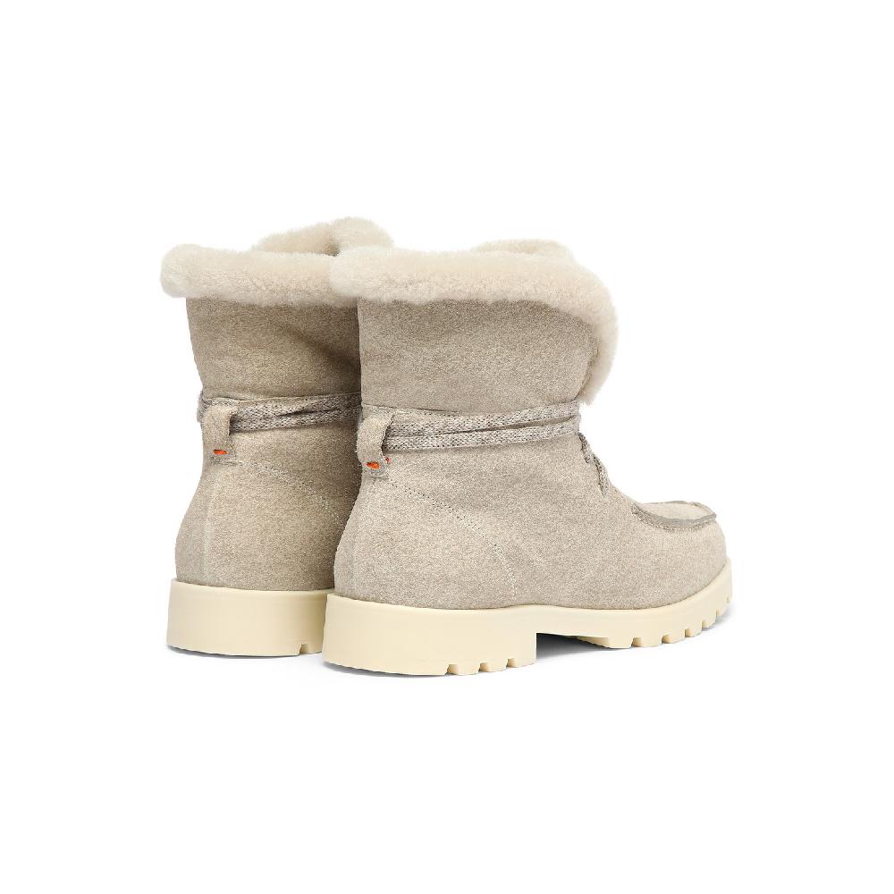 Santoni Stivaletto con pelliccia da donna in suede beige Sottocosto