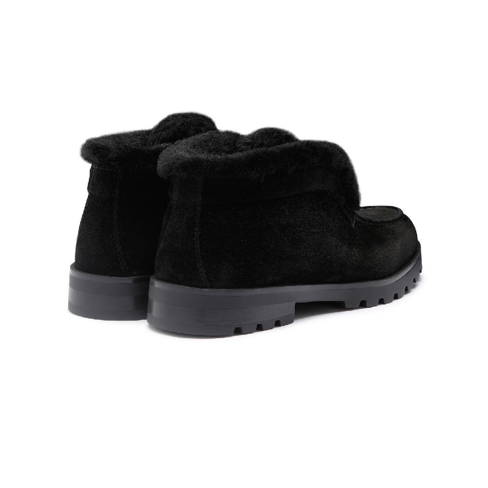 Santoni Stivaletto desert con pelliccia da donna in suede nero Presa
