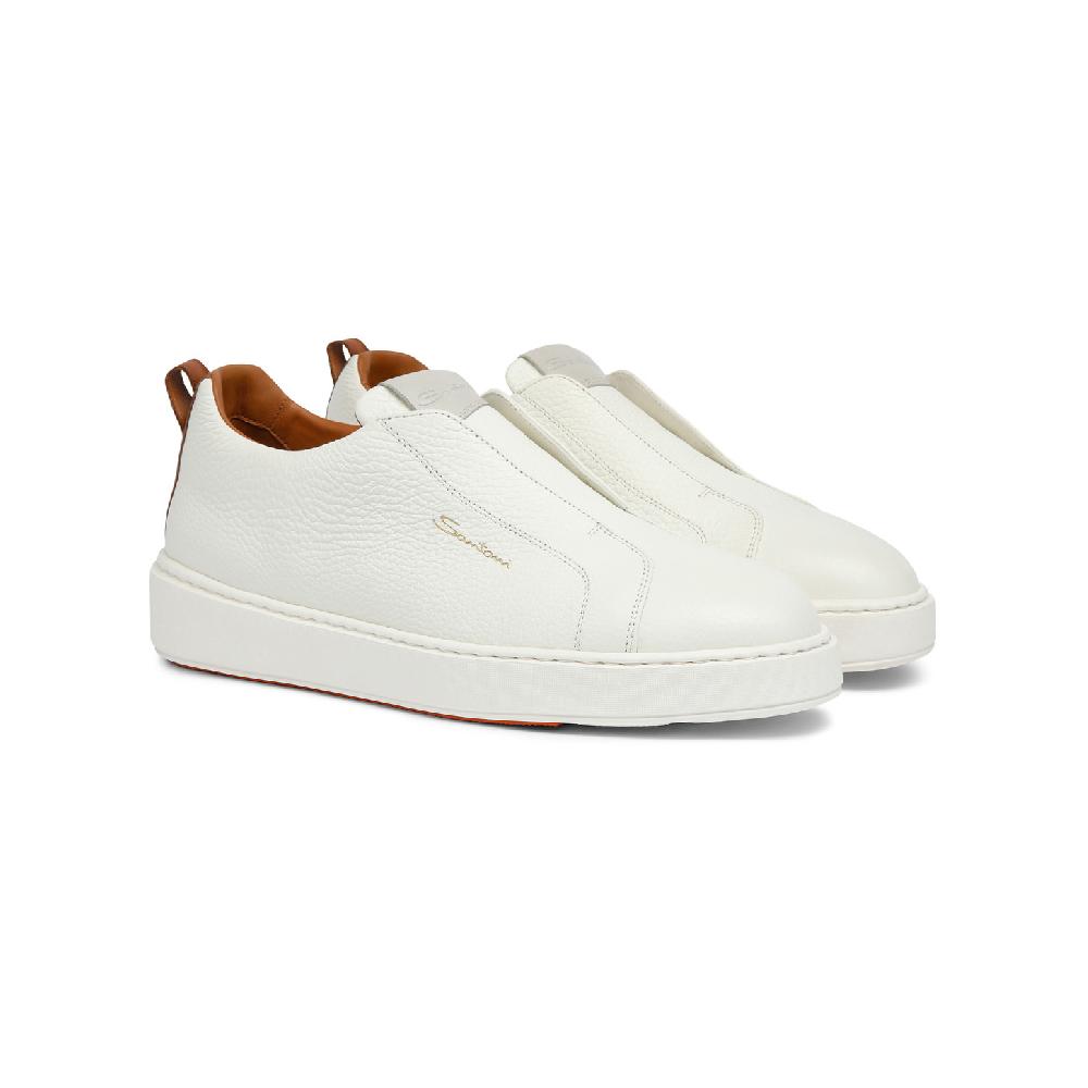 Santoni Sneaker slip-on da donna in pelle bottalata bianca Outlet