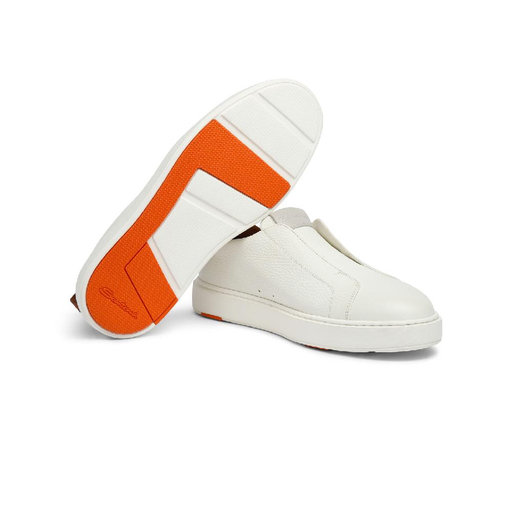 Santoni Sneaker slip-on da donna in pelle bottalata bianca Outlet