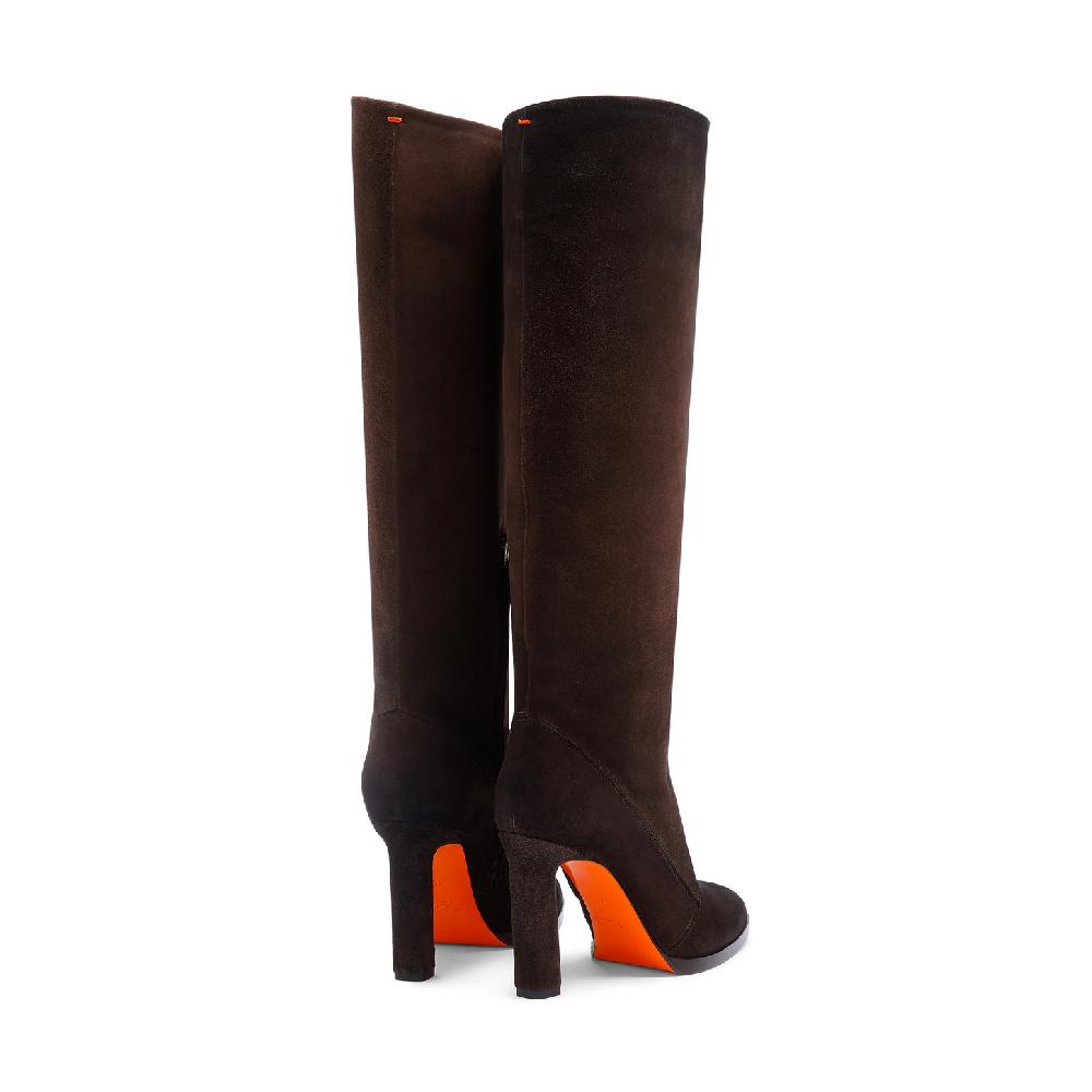 Santoni Stivale tacco alto da donna in suede testa di moro Saldi