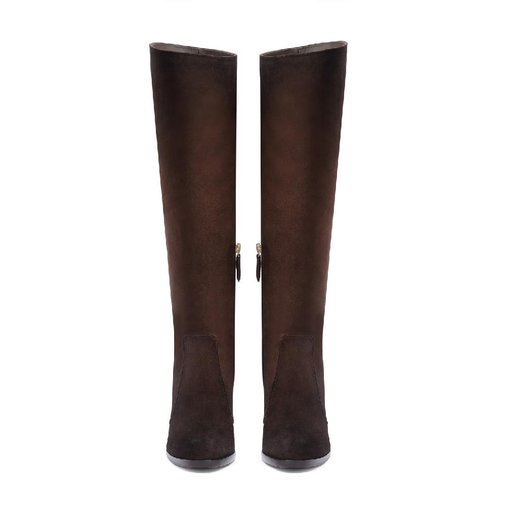Santoni Stivale tacco alto da donna in suede testa di moro Saldi