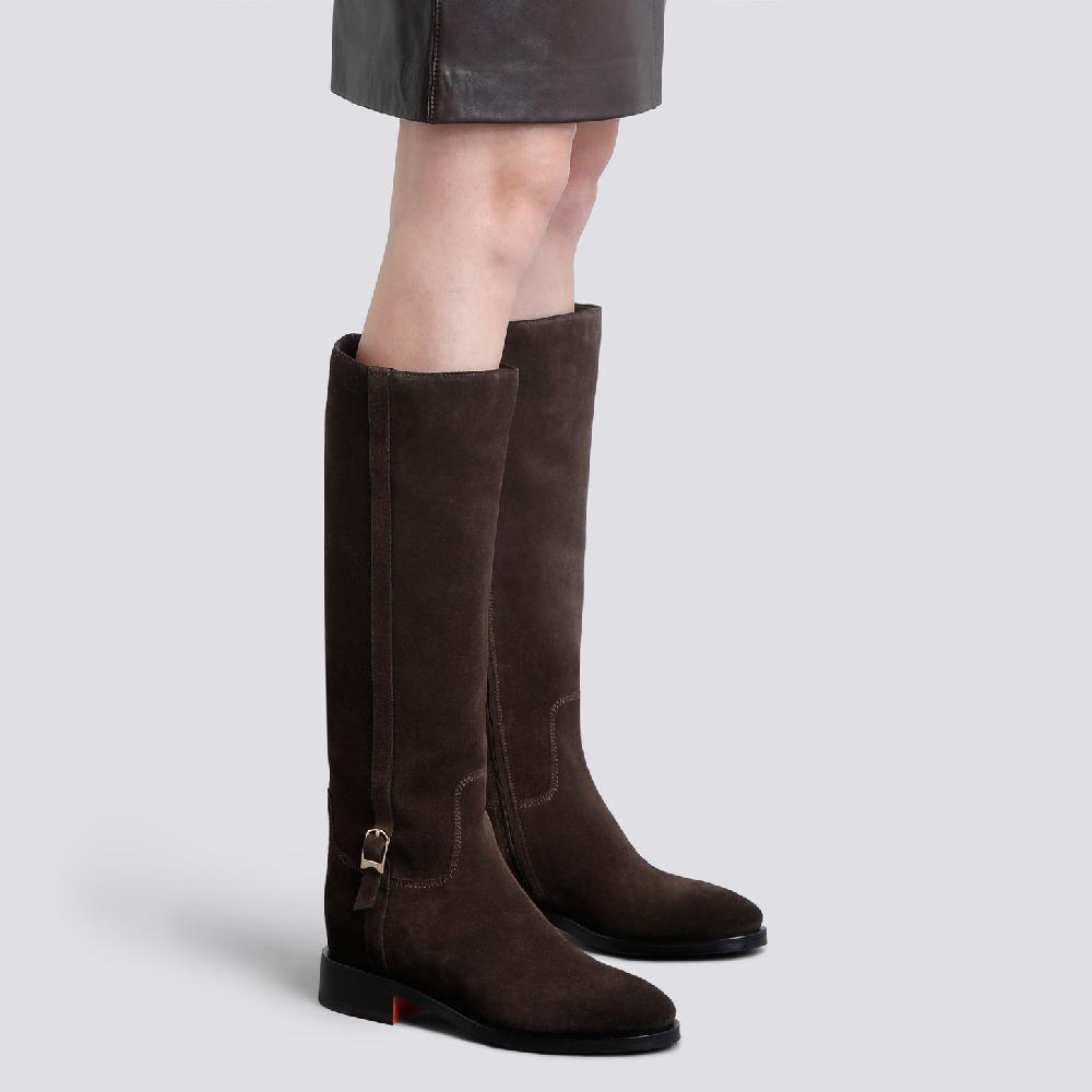 Santoni Stivale da donna in suede testa di moro Offerte