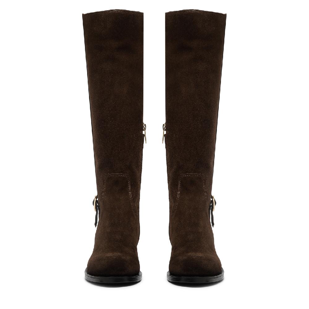 Santoni Stivale da donna in suede testa di moro Offerte