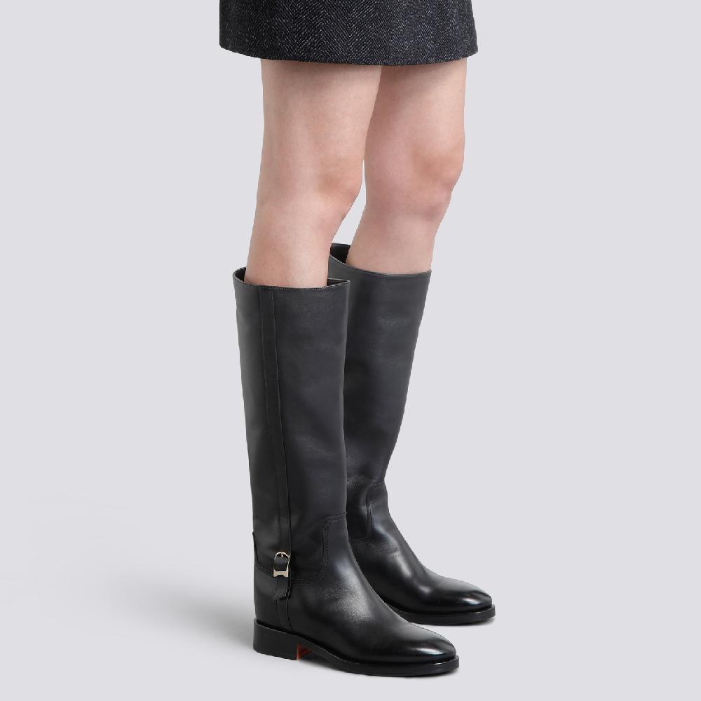 Santoni Stivale da donna in pelle nera Hotsell