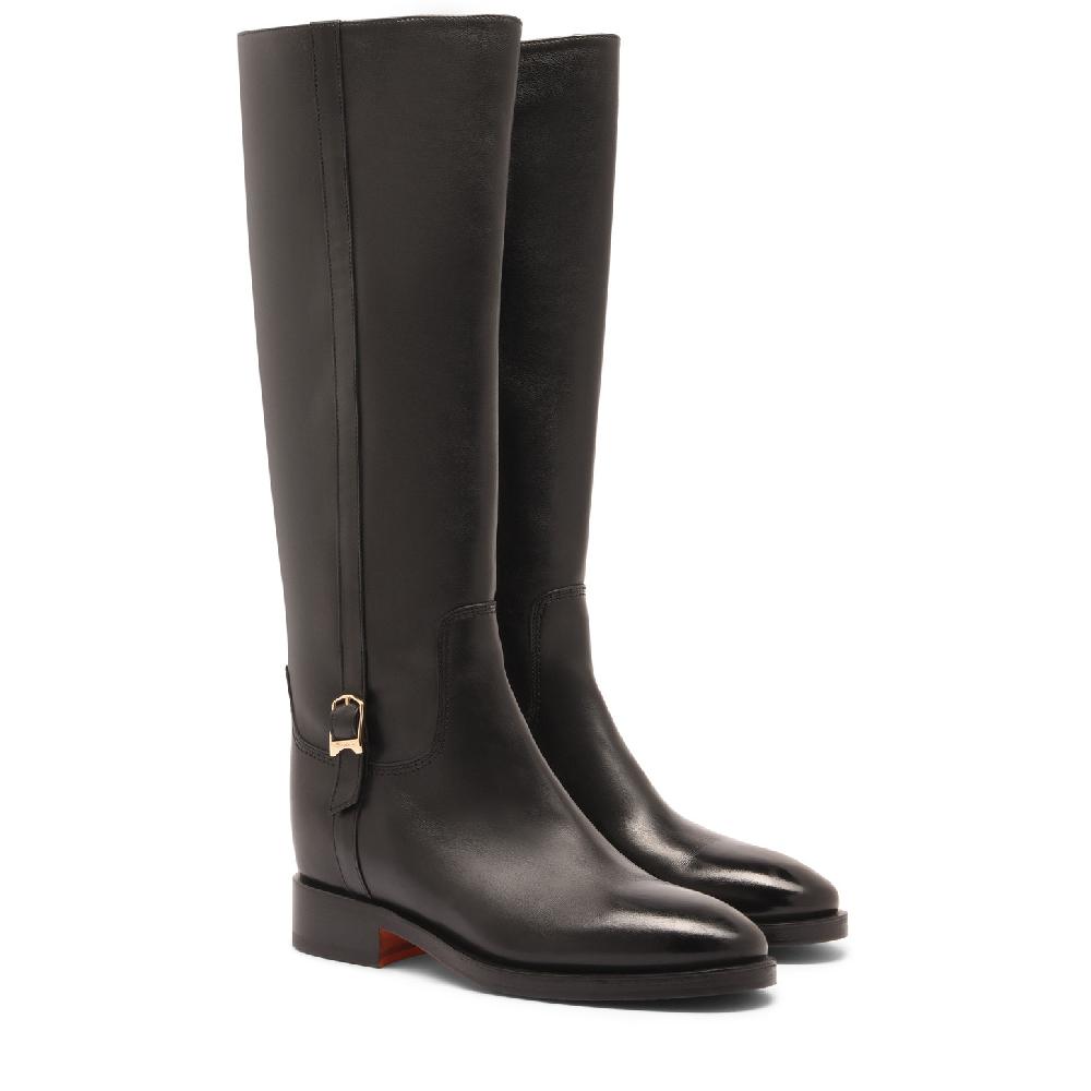 Santoni Stivale da donna in pelle nera Hotsell