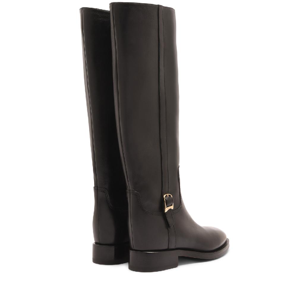 Santoni Stivale da donna in pelle nera Hotsell