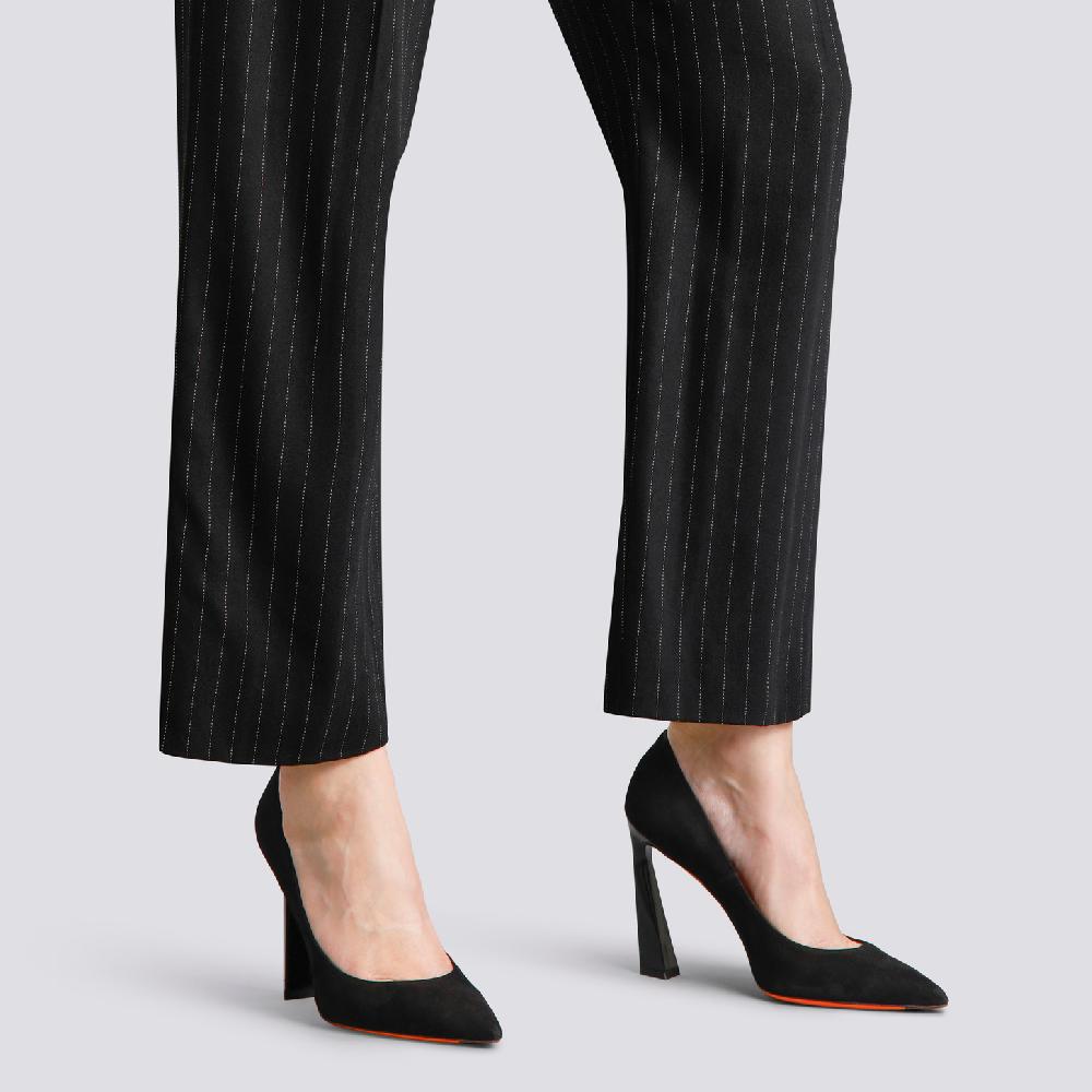 Santoni Décolletés tacco alto da donna in suede nero Saldi Di Fabbrica