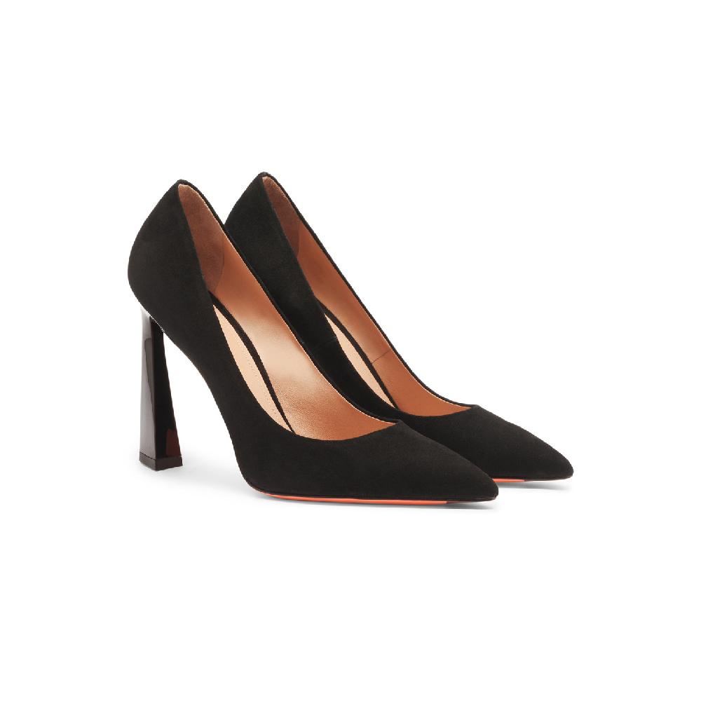Santoni Décolletés tacco alto da donna in suede nero Saldi Di Fabbrica