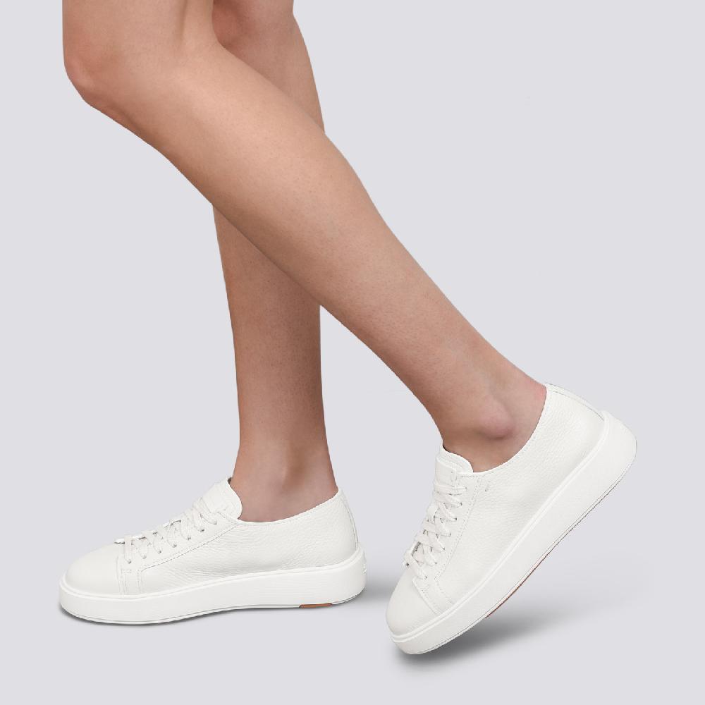 Santoni Sneaker da donna in pelle bottalata bianca Negozio