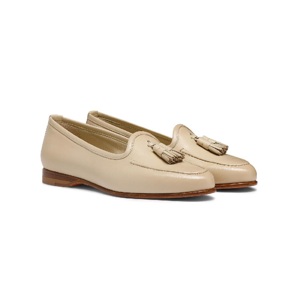 Santoni Mocassino Andrea con nappe da donna in pelle beige Limitato a 3 giorni
