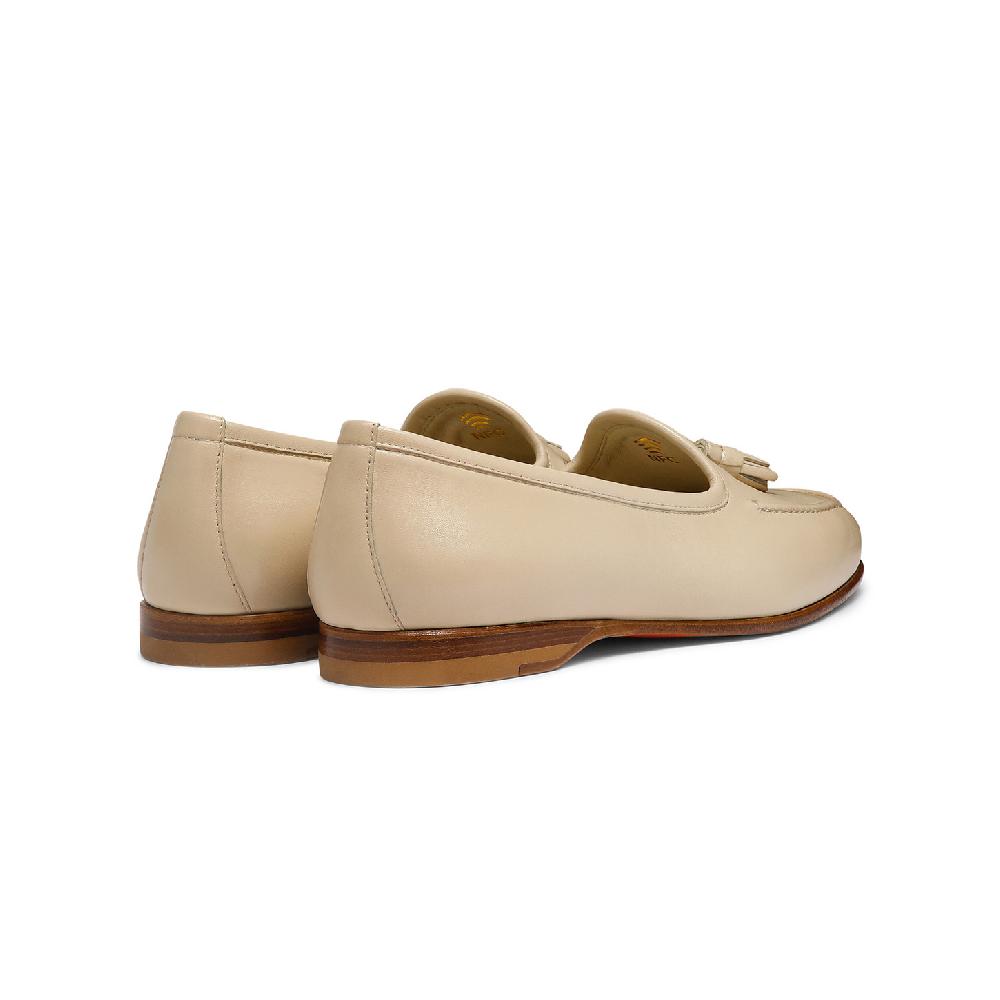 Santoni Mocassino Andrea con nappe da donna in pelle beige Limitato a 3 giorni