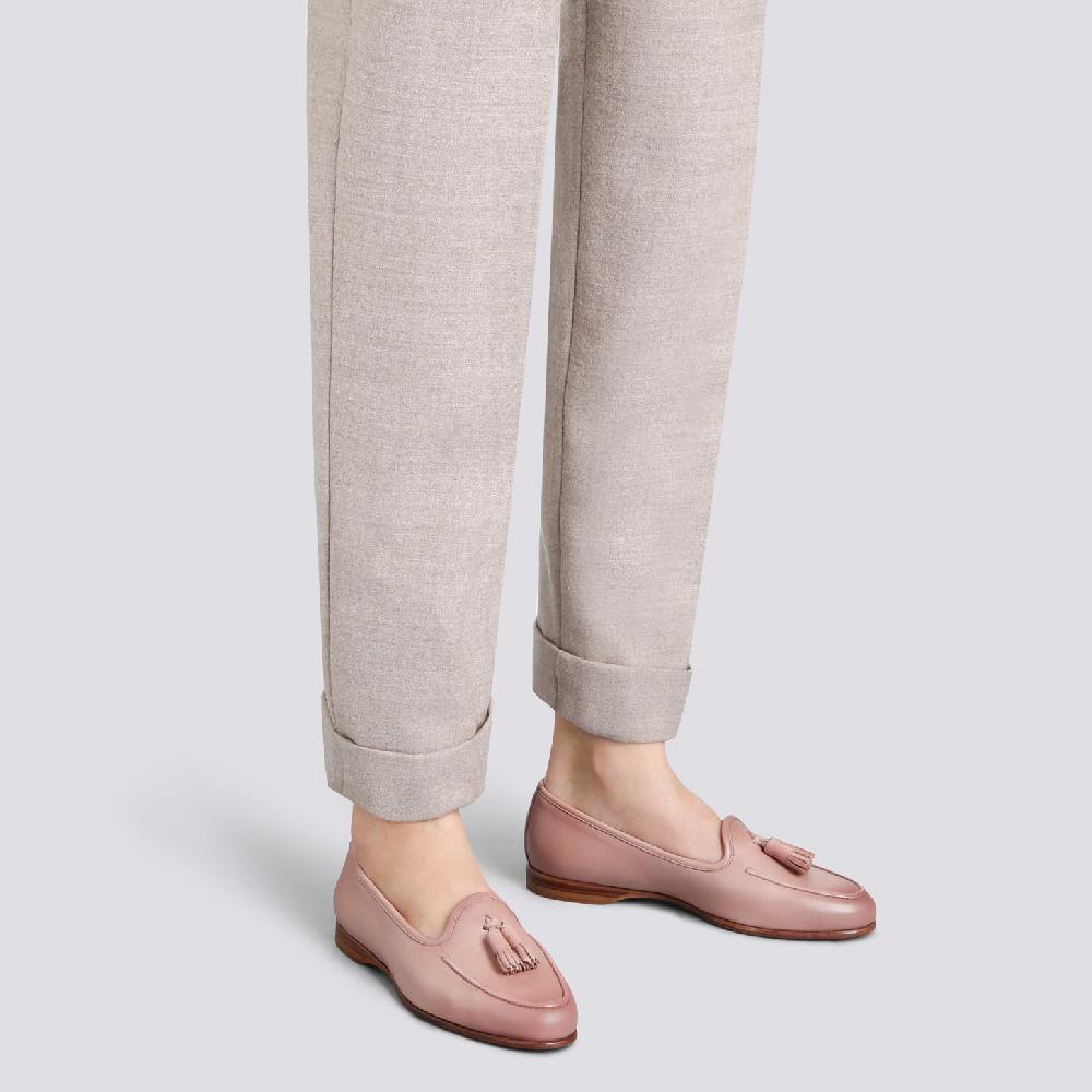 Santoni Mocassino Andrea con nappe da donna in pelle rosa Moda