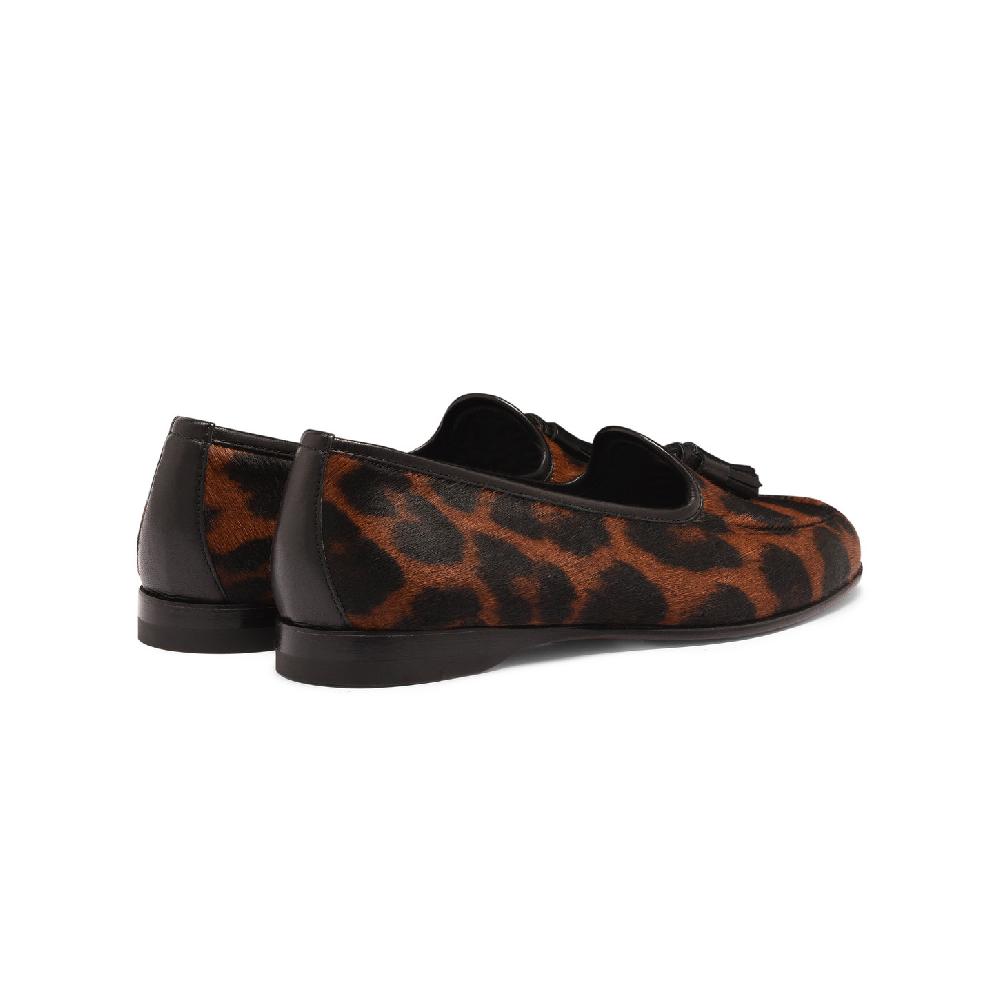 Santoni Mocassino Andrea con nappe da donna in cavallino animalier Italy