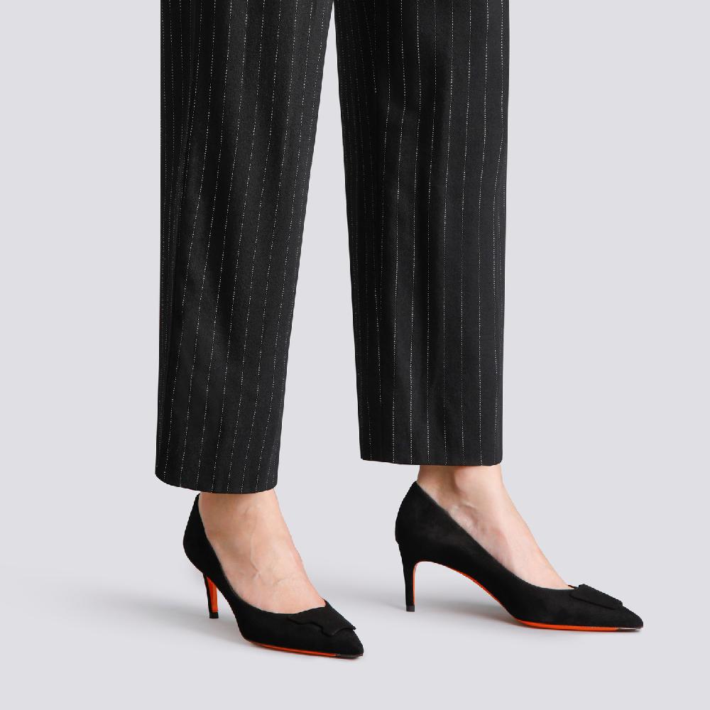 Santoni Décolletés tacco medio Santoni Sibille da donna in suede nero Spedizione Gratuita