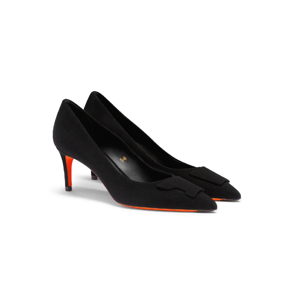 Santoni Décolletés tacco medio Santoni Sibille da donna in suede nero Spedizione Gratuita