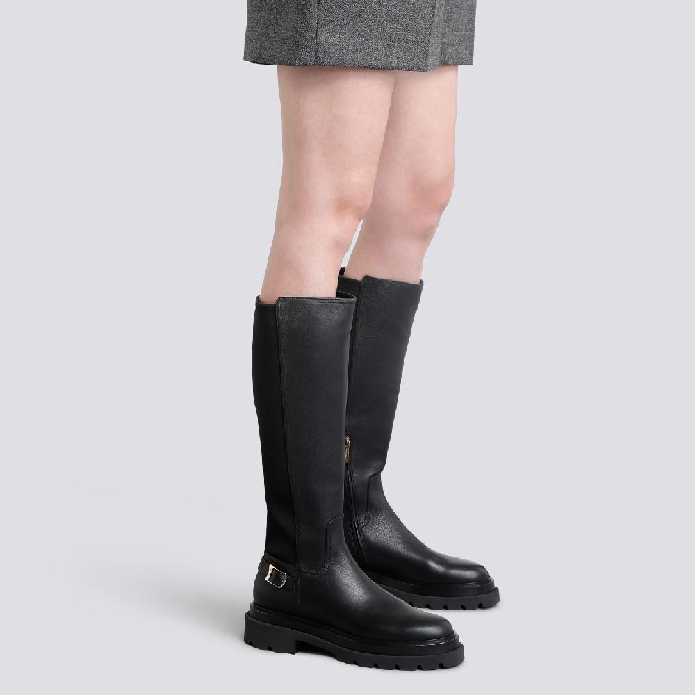 Santoni Stivale da donna in pelle nera Pezzi Unici