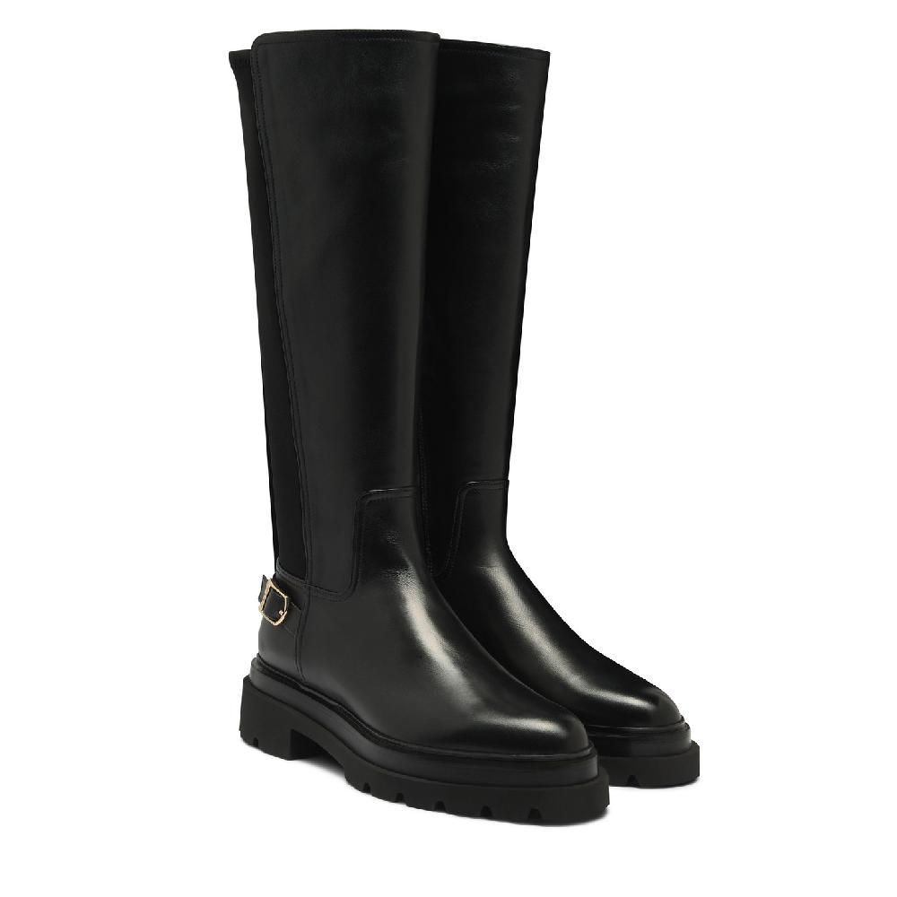 Santoni Stivale da donna in pelle nera Pezzi Unici