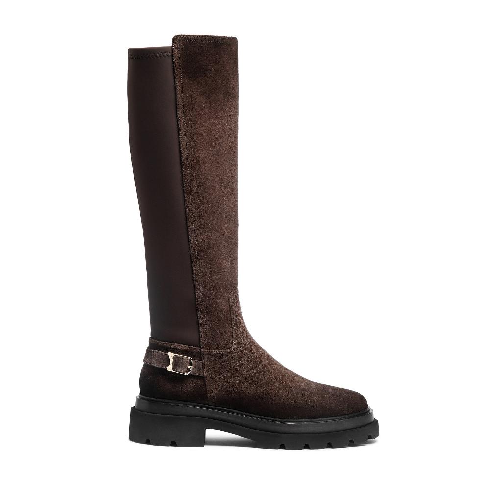 Santoni Stivale da donna in suede testa di moro Soddisfazione Garantita
