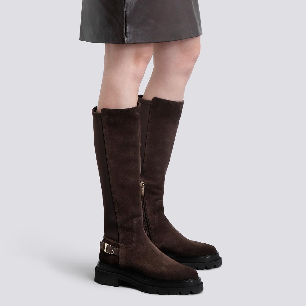 Santoni Stivale da donna in suede testa di moro Soddisfazione Garantita
