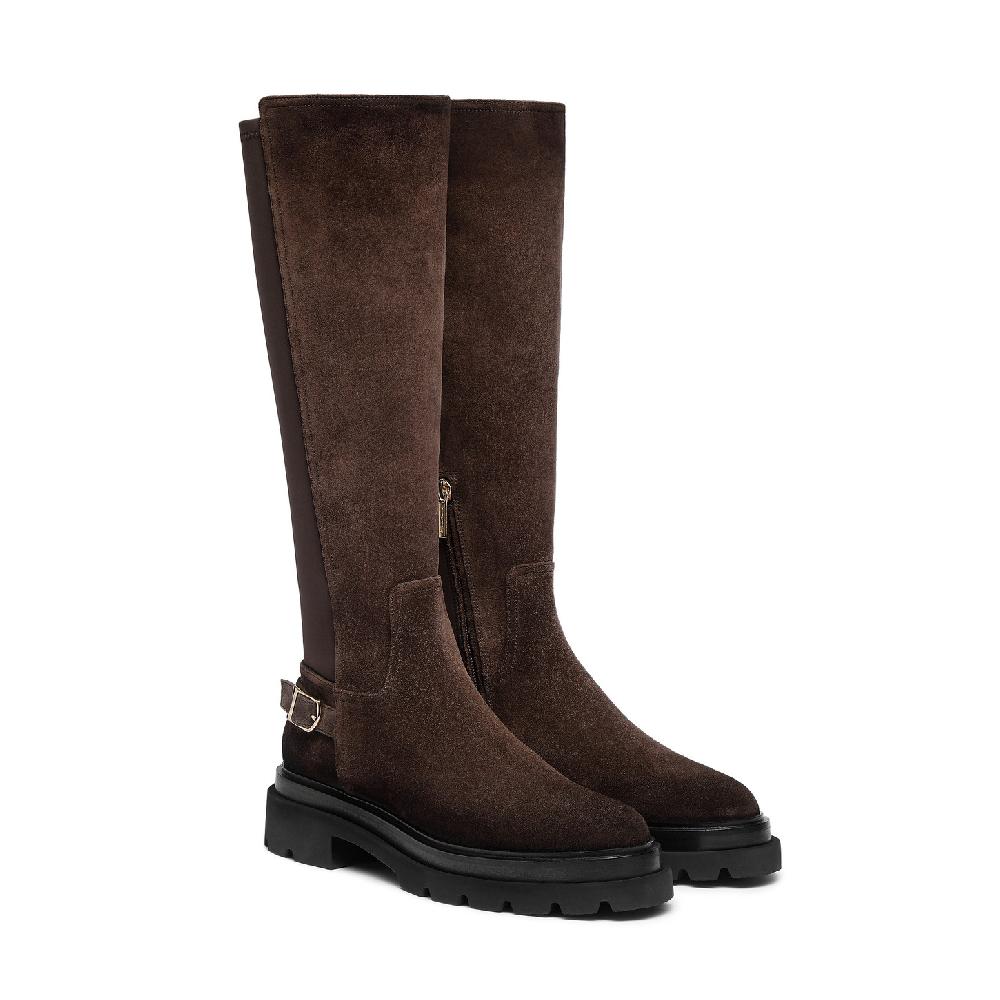Santoni Stivale da donna in suede testa di moro Soddisfazione Garantita