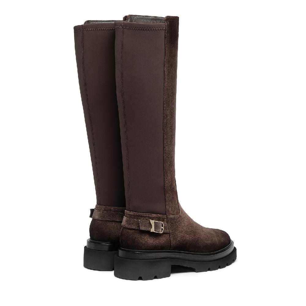 Santoni Stivale da donna in suede testa di moro Soddisfazione Garantita
