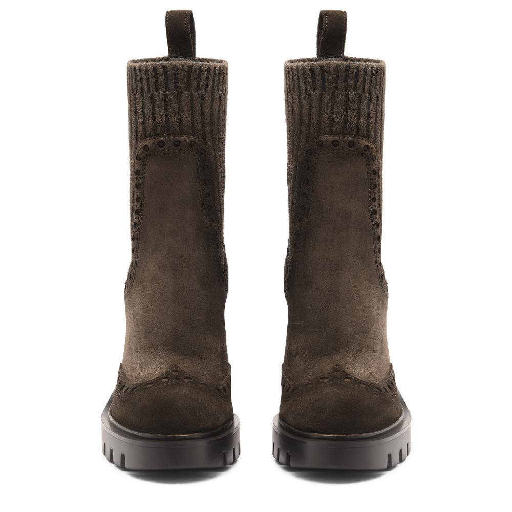 Santoni Stivaletto tacco alto da donna in suede testa di moro Promozione