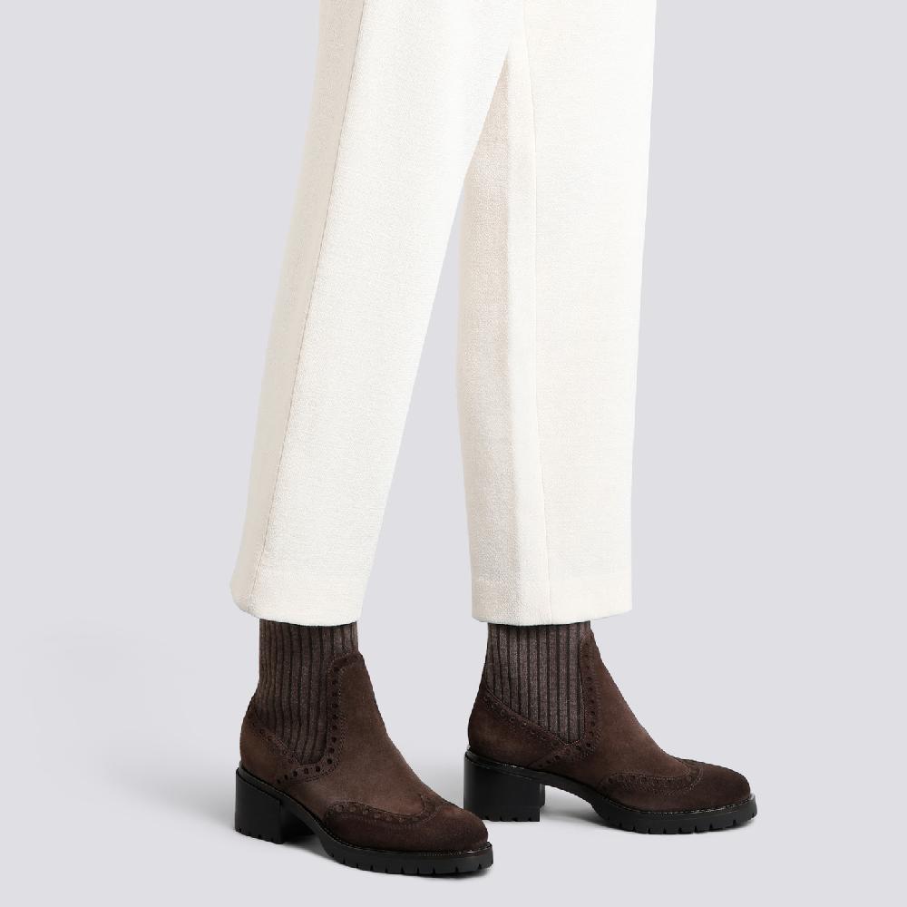 Santoni Stivaletto tacco basso da donna in suede testa di moro Negozi Online