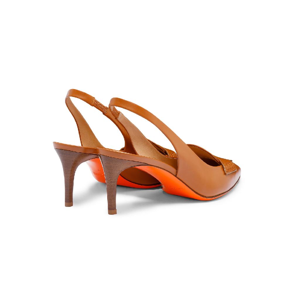 Santoni Décolletés tacco medio da donna in pelle marrone chiaro Consegna Veloce