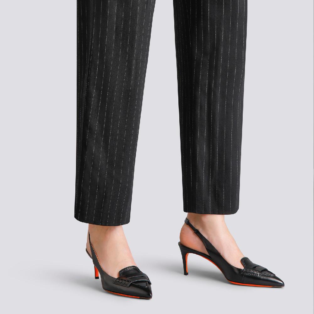 Santoni Décolletés tacco medio da donna in pelle nera Promozione Limitata