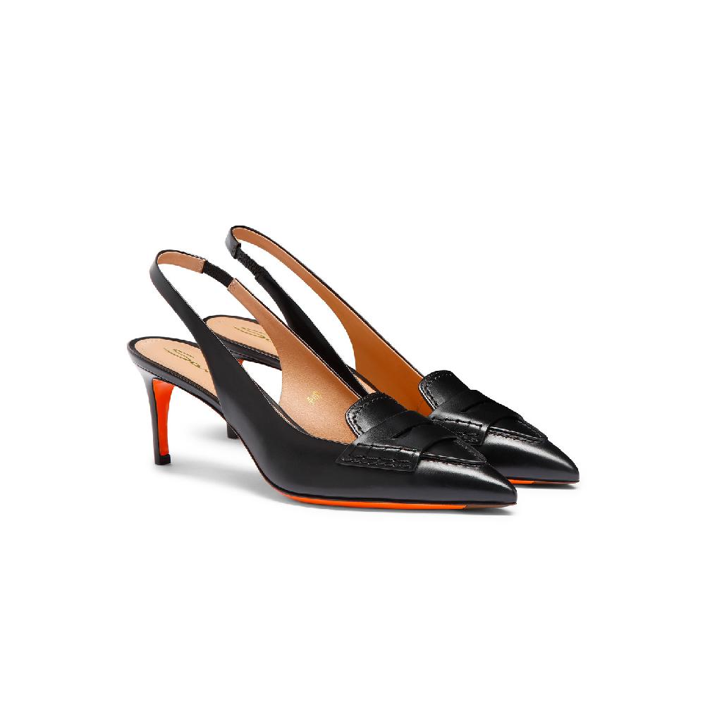 Santoni Décolletés tacco medio da donna in pelle nera Promozione Limitata