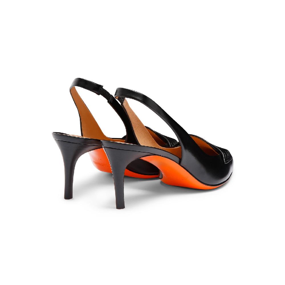 Santoni Décolletés tacco medio da donna in pelle nera Promozione Limitata