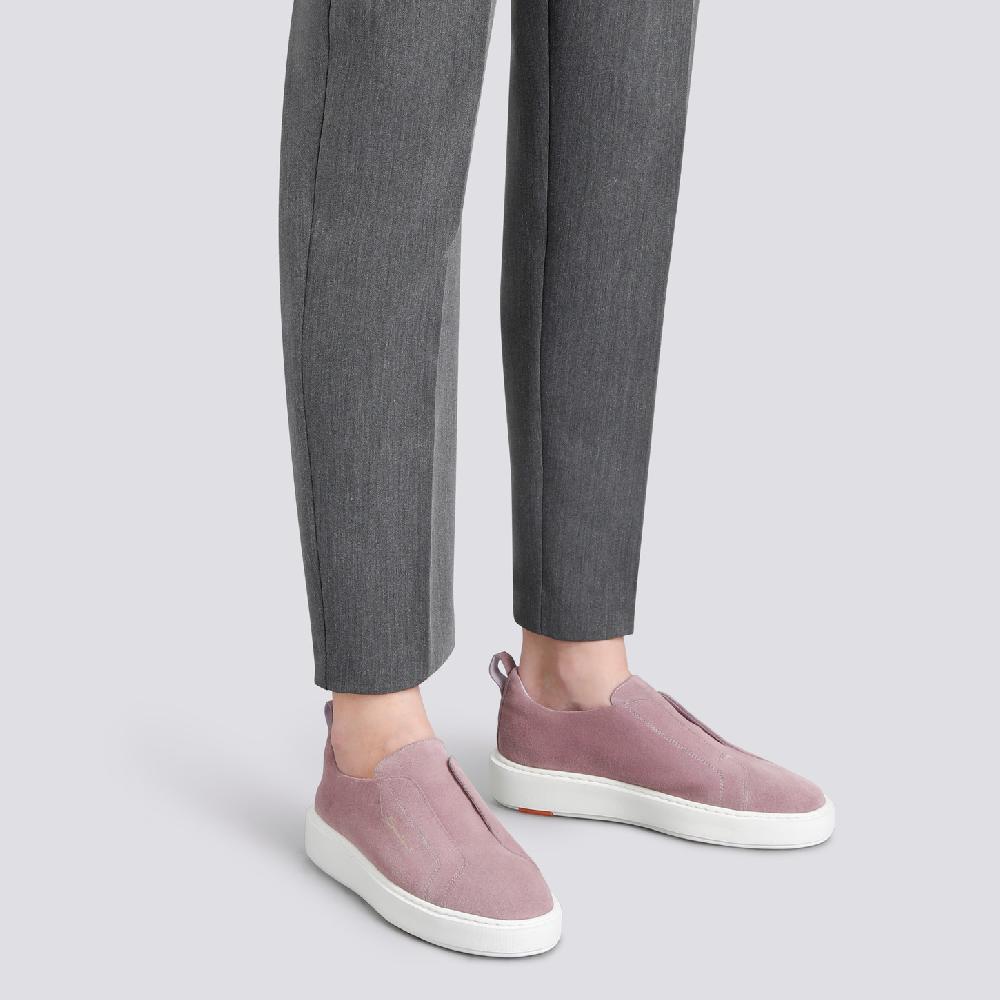 Santoni Sneaker slip-on da donna in suede rosa Shopping Online