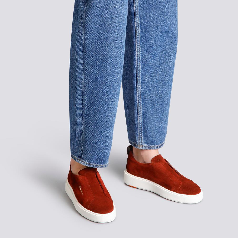 Santoni Sneaker slip-on da donna in suede bordeaux Affare Del Giorno
