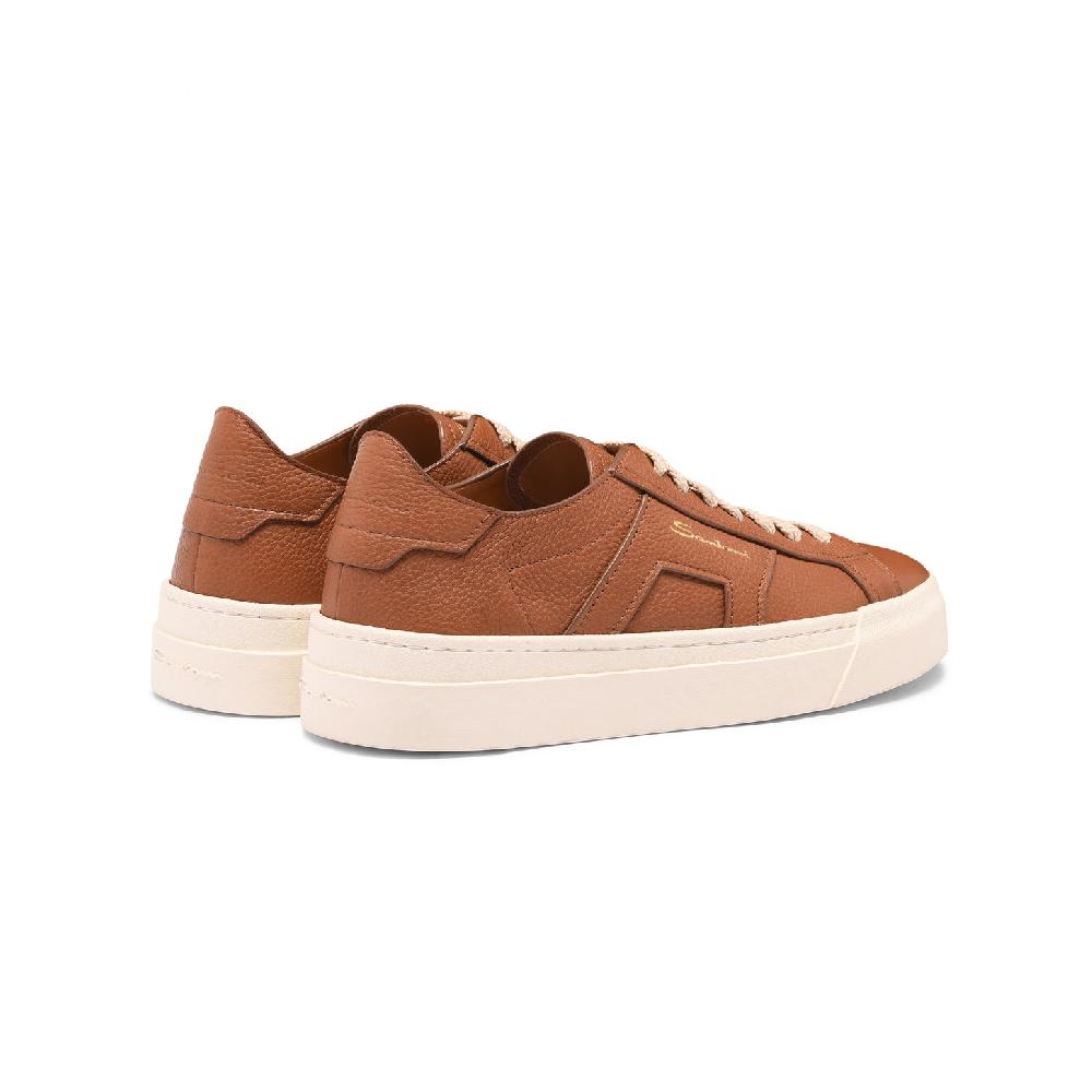Santoni Double Buckle Sneaker da donna in pelle bottalata marrone Sottocosto