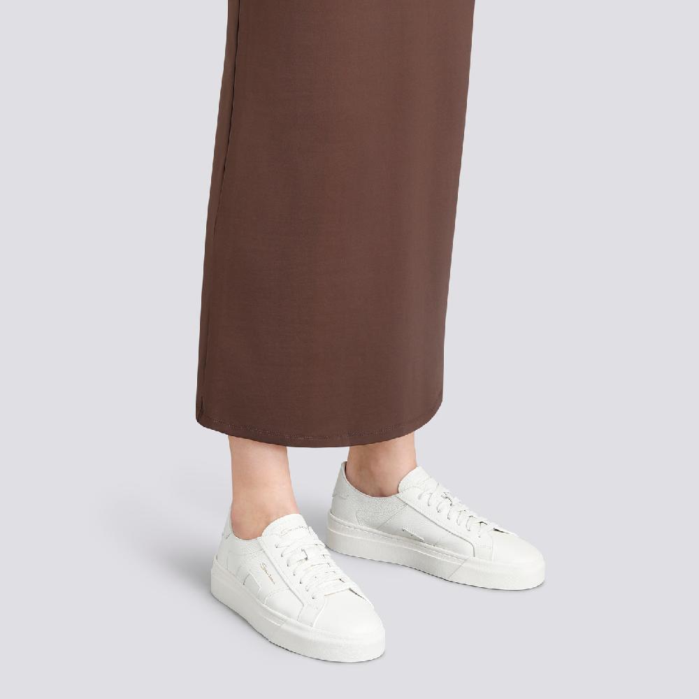 Santoni Double Buckle Sneaker da donna in pelle bottalata bianca Convenienza