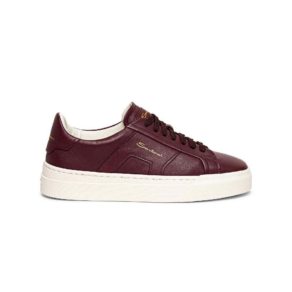 Santoni Double buckle sneaker da donna in pelle bordeaux Novità