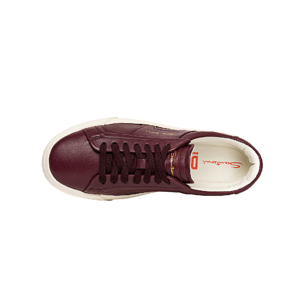 Santoni Double buckle sneaker da donna in pelle bordeaux Novità