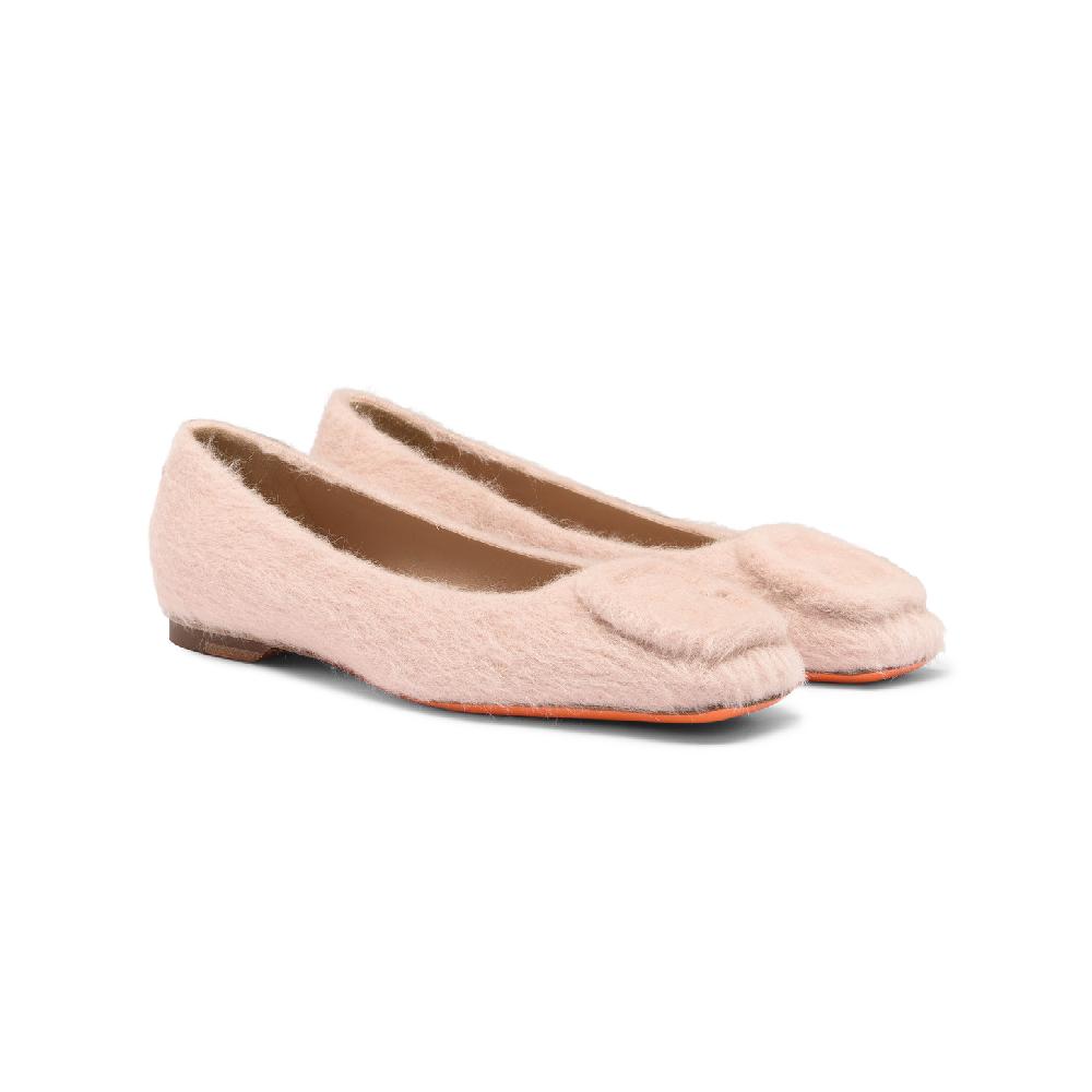 Santoni Ballerina da donna in lana rosa Sconto