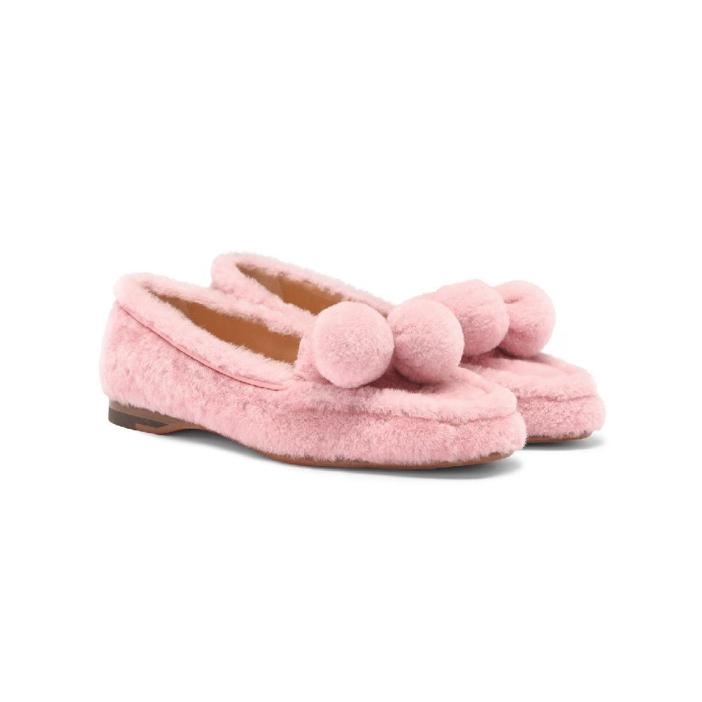 Santoni Mocassino Andrea da donna in pelliccia rosa Economico