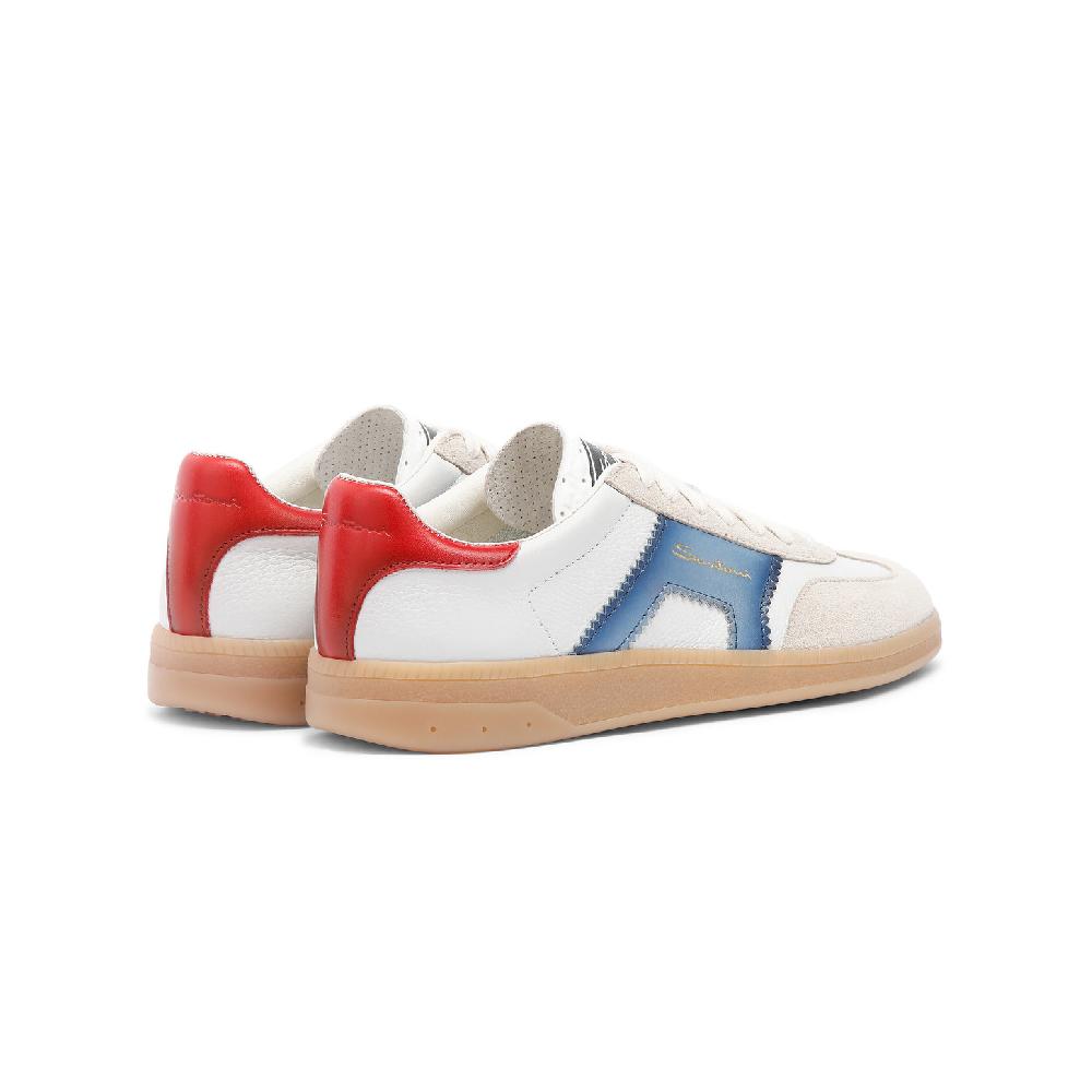 Santoni DBS Oly sneaker da donna in pelle e suede bianco blu e rosso In Vendita